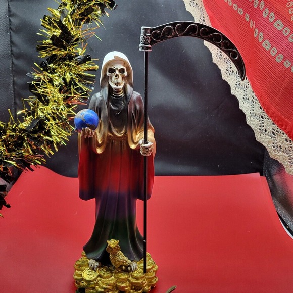 Santa Muerte Statue 7 Colors Holy Death On Money Siete Potencias Figure 12 "